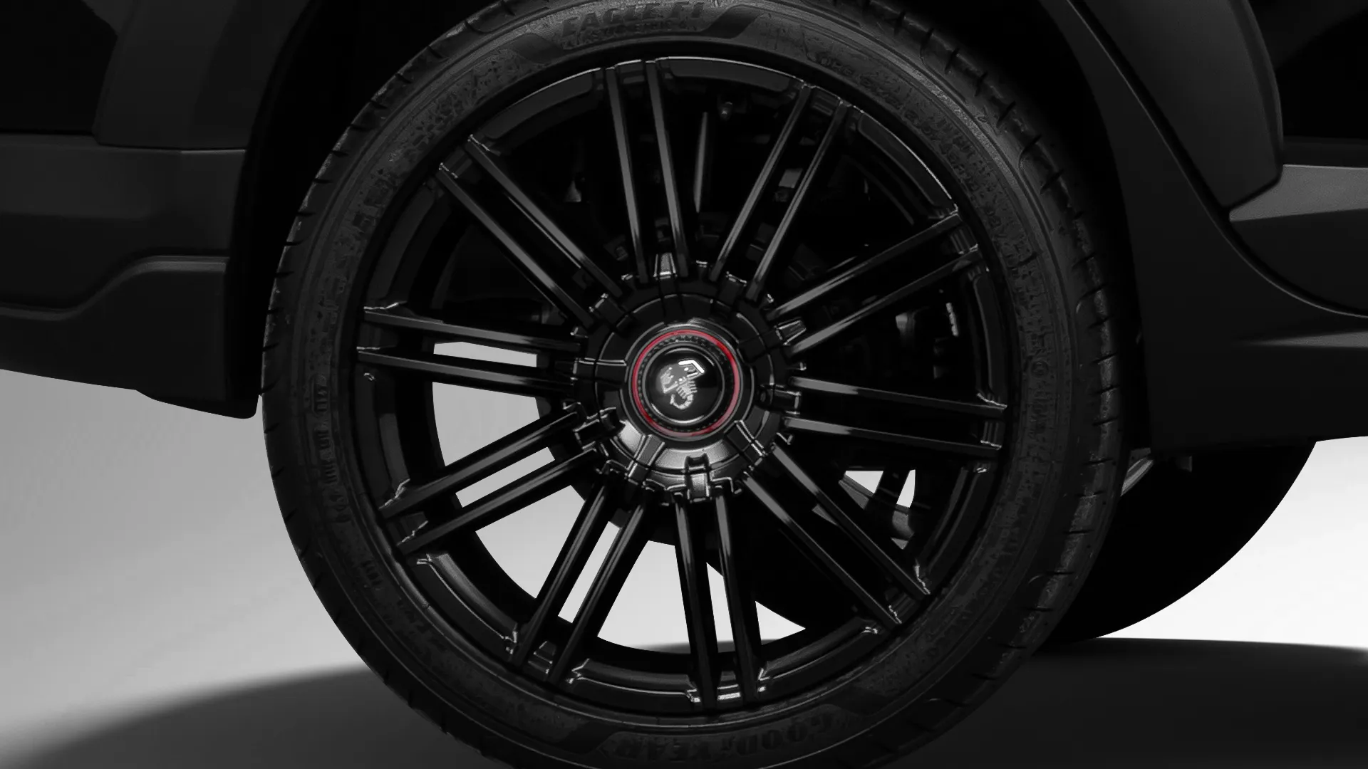 Zoom em uma das rodas do Pulse Abarth